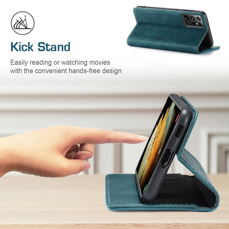 For Samsung Galaxy S21 Ultra 5G CaseMe 013 Multifunctional Horizontal Flip Leather Case with Holder & Card Slot & Wallet(Blue) by CaseMe