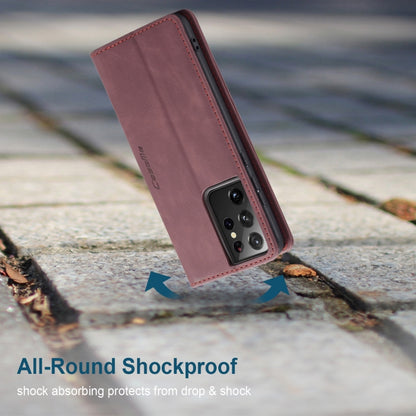 For Samsung Galaxy S21 Ultra 5G CaseMe 013 Multifunctional Horizontal Flip Leather Case with Holder & Card Slot & Wallet(Wine Red) by CaseMe