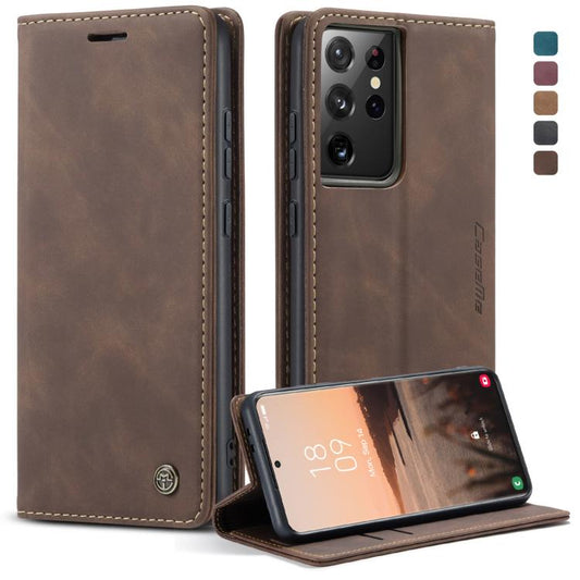 For Samsung Galaxy S21 Ultra 5G CaseMe 013 Multifunctional Horizontal Flip Leather Case with Holder & Card Slot & Wallet(Coffee) by CaseMe