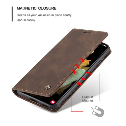 For Samsung Galaxy S21 Ultra 5G CaseMe 013 Multifunctional Horizontal Flip Leather Case with Holder & Card Slot & Wallet(Coffee) by CaseMe