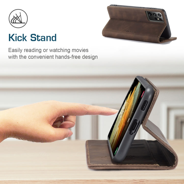 For Samsung Galaxy S21 Ultra 5G CaseMe 013 Multifunctional Horizontal Flip Leather Case with Holder & Card Slot & Wallet(Coffee) by CaseMe