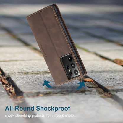 For Samsung Galaxy S21 Ultra 5G CaseMe 013 Multifunctional Horizontal Flip Leather Case with Holder & Card Slot & Wallet(Coffee) by CaseMe