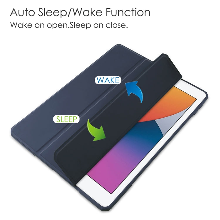 For iPad 10.2 2021 / 2020 / 2019 Transparent Acrylic + TPU Back Cover Horizontal Flip Leather Case with 3-folding Holder & Pen Holder & Sleep / Wake-up Function(Blue) - iPad 10.2 Cases by buy2fix | Online Shopping UK | buy2fix