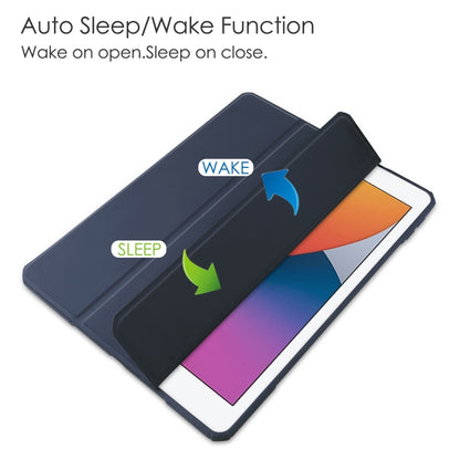 For iPad 10.2 2021 / 2020 / 2019 Transparent Acrylic + TPU Back Cover Horizontal Flip Leather Case with 3-folding Holder & Pen Holder & Sleep / Wake-up Function(Blue) - iPad 10.2 Cases by buy2fix | Online Shopping UK | buy2fix