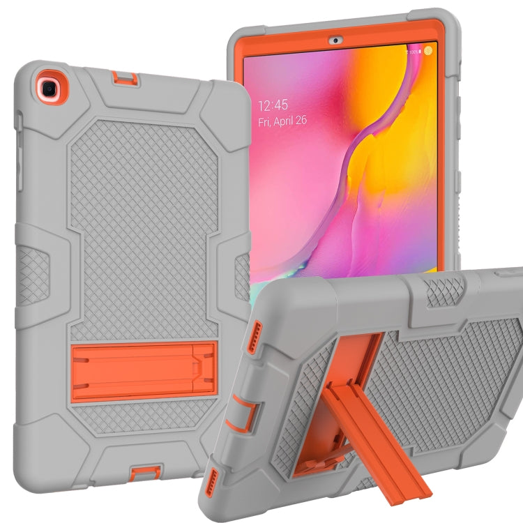 For Samsung Galaxy Tab A 10.1 (2019) / T510 Contrast Color Robot Shockproof Silicone + PC Protective Case with Holder(Grey Orange) - Tab A 10.1 (2019) T510 / T515 by buy2fix | Online Shopping UK | buy2fix