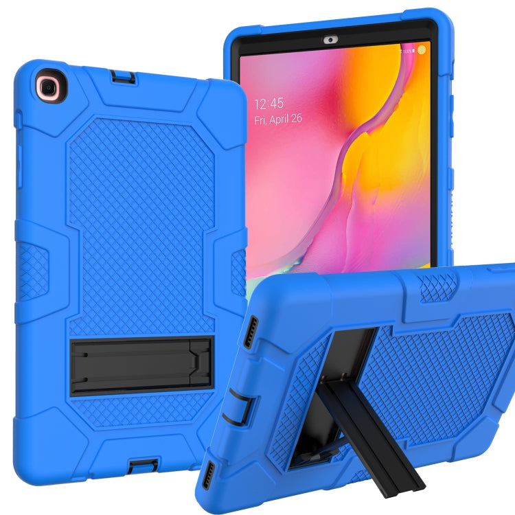 For Samsung Galaxy Tab A 10.1 (2019) / T510 Contrast Color Robot Shockproof Silicone + PC Protective Case with Holder(Blue Black) - Tab A 10.1 (2019) T510 / T515 by buy2fix | Online Shopping UK | buy2fix
