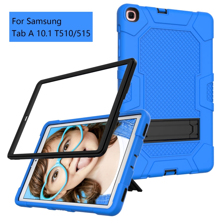 For Samsung Galaxy Tab A 10.1 (2019) / T510 Contrast Color Robot Shockproof Silicone + PC Protective Case with Holder(Blue Black) - Tab A 10.1 (2019) T510 / T515 by buy2fix | Online Shopping UK | buy2fix