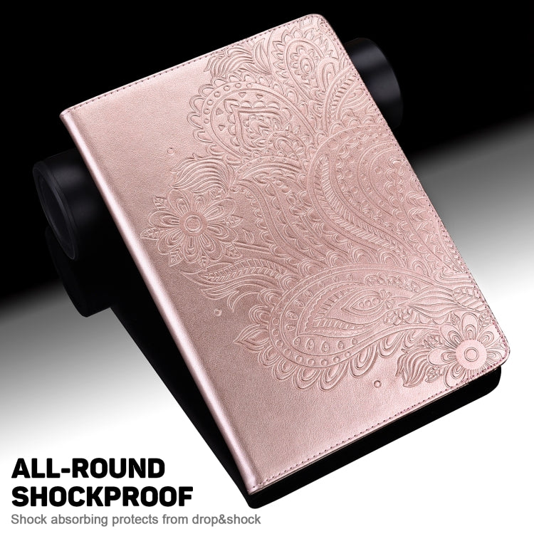 For Samsung Galaxy Tab S8 / Galaxy Tab S7 T875 Peacock Embossed Pattern TPU + PU Horizontal Flip Leather Case with Holder & Card Slots & Wallet(Rose Gold) by buy2fix