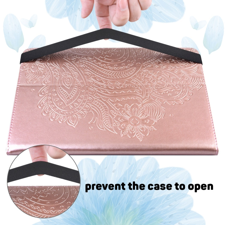 For Samsung Galaxy Tab S8 / Galaxy Tab S7 T875 Peacock Embossed Pattern TPU + PU Horizontal Flip Leather Case with Holder & Card Slots & Wallet(Rose Gold) by buy2fix