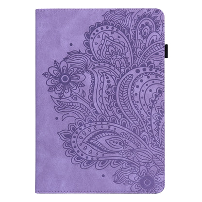 For Samsung Galaxy Tab S8 / Galaxy Tab S7 T875 Peacock Embossed Pattern TPU + PU Horizontal Flip Leather Case with Holder & Card Slots & Wallet(Purple) by buy2fix