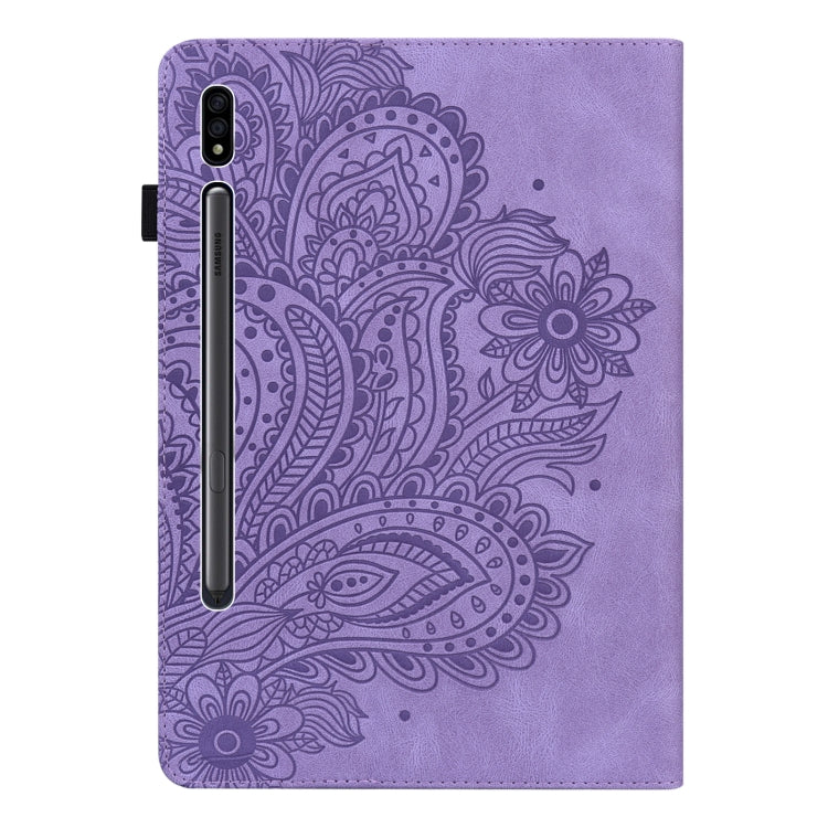 For Samsung Galaxy Tab S8 / Galaxy Tab S7 T875 Peacock Embossed Pattern TPU + PU Horizontal Flip Leather Case with Holder & Card Slots & Wallet(Purple) by buy2fix