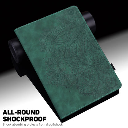 For Samsung Galaxy Tab S8 / Galaxy Tab S7 T875 Peacock Embossed Pattern TPU + PU Horizontal Flip Leather Case with Holder & Card Slots & Wallet(Green) by buy2fix