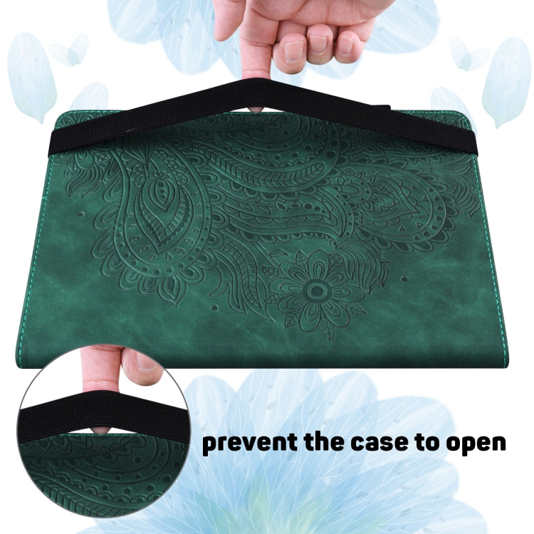 For Samsung Galaxy Tab S8 / Galaxy Tab S7 T875 Peacock Embossed Pattern TPU + PU Horizontal Flip Leather Case with Holder & Card Slots & Wallet(Green) by buy2fix