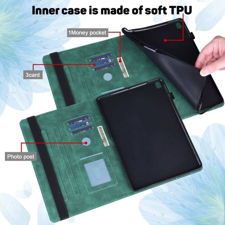 For Samsung Galaxy Tab S8 / Galaxy Tab S7 T875 Peacock Embossed Pattern TPU + PU Horizontal Flip Leather Case with Holder & Card Slots & Wallet(Green) by buy2fix
