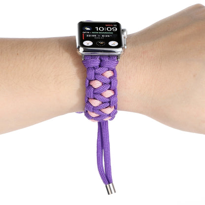 Braided Umbrella Cord Watch Band For Apple Watch Ultra 49mm&Watch Ultra 2 49mm / Series 9&8&7 45mm / SE 3&SE 2&6&SE&5&4 44mm / 3&2&1 42mm(Purple) - Watch Bands by buy2fix | Online Shopping UK | buy2fix