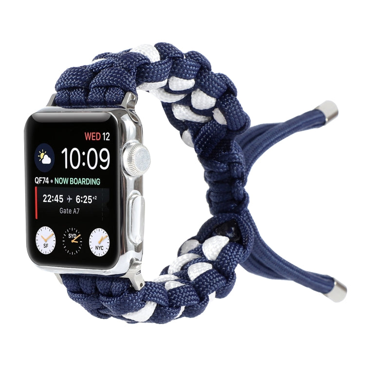 Braided Umbrella Cord Watch Band For Apple Watch Ultra 49mm&Watch Ultra 2 49mm / Series 9&8&7 45mm / SE 3&SE 2&6&SE&5&4 44mm / 3&2&1 42mm(Dark Blue) by buy2fix