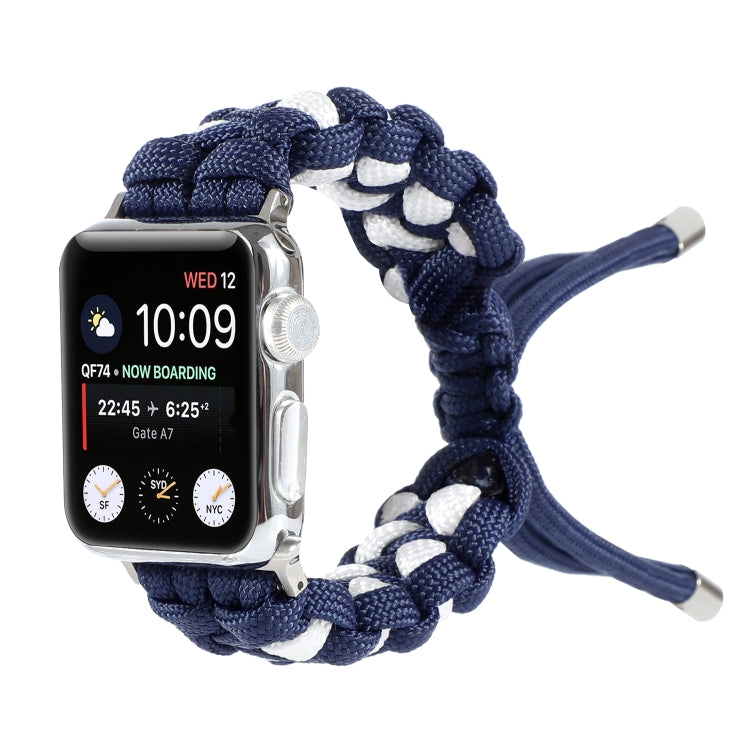 Braided Umbrella Cord Watch Band For Apple Watch Ultra 49mm&Watch Ultra 2 49mm / Series 9&8&7 45mm / SE 3&SE 2&6&SE&5&4 44mm / 3&2&1 42mm(Dark Blue) by buy2fix