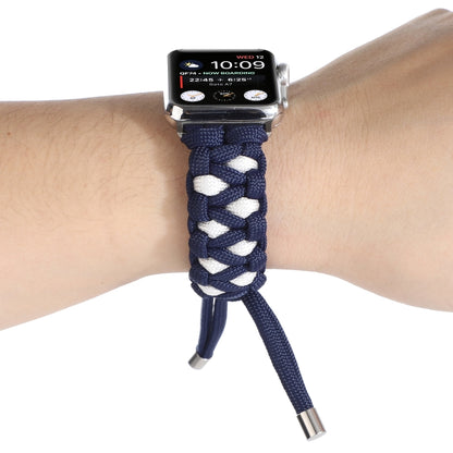 Braided Umbrella Cord Watch Band For Apple Watch Ultra 49mm&Watch Ultra 2 49mm / Series 9&8&7 45mm / SE 3&SE 2&6&SE&5&4 44mm / 3&2&1 42mm(Dark Blue) by buy2fix