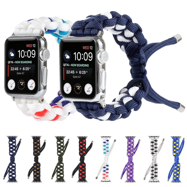 Braided Umbrella Cord Watch Band For Apple Watch Ultra 49mm&Watch Ultra 2 49mm / Series 9&8&7 45mm / SE 3&SE 2&6&SE&5&4 44mm / 3&2&1 42mm(Dark Blue) by buy2fix