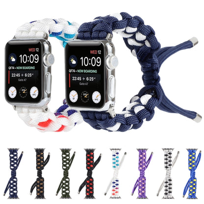 Braided Umbrella Cord Watch Band For Apple Watch Ultra 49mm&Watch Ultra 2 49mm / Series 9&8&7 45mm / SE 3&SE 2&6&SE&5&4 44mm / 3&2&1 42mm(Dark Blue) by buy2fix