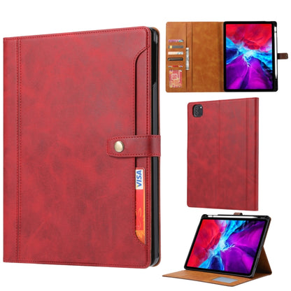 For iPad Pro 11 inch (2020) Calf Texture Double Fold Clasp Horizontal Flip Leather Tablet Case with Photo Frame & Holder & Card Slots & Wallet(Red) - iPad Pro 11 (2020) Cases by buy2fix | Online Shopping UK | buy2fix