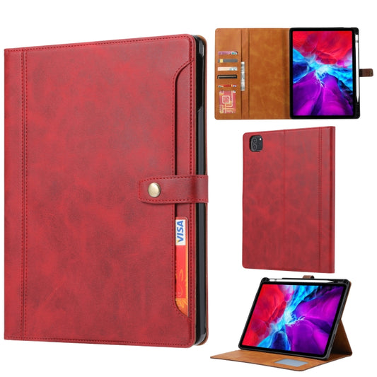 For iPad Pro 11 inch (2020) Calf Texture Double Fold Clasp Horizontal Flip Leather Tablet Case with Photo Frame & Holder & Card Slots & Wallet(Red) - iPad Pro 11 (2020) Cases by buy2fix | Online Shopping UK | buy2fix