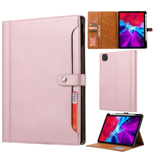 For iPad Pro 11 inch (2020) Calf Texture Double Fold Clasp Horizontal Flip Leather Tablet Case with Photo Frame & Holder & Card Slots & Wallet(Rose Gold) - iPad Pro 11 (2020) Cases by buy2fix | Online Shopping UK | buy2fix