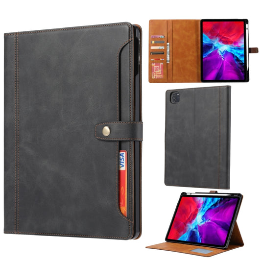 For iPad Pro 12.9 inch (2020) Calf Texture Double Fold Clasp Horizontal Flip Leather Tablet Case with Photo Frame & Holder & Card Slots & Wallet(Black) - iPad Pro 12.9 (2020) Cases by buy2fix | Online Shopping UK | buy2fix