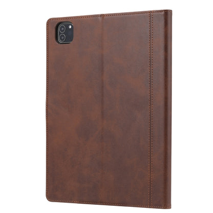 For iPad Pro 12.9 inch (2020) Calf Texture Double Fold Clasp Horizontal Flip Leather Tablet Case with Photo Frame & Holder & Card Slots & Wallet(Coffee) - iPad Pro 12.9 (2020) Cases by buy2fix | Online Shopping UK | buy2fix