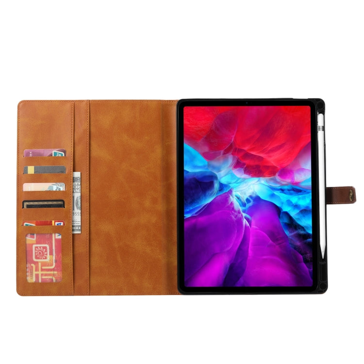 For iPad Pro 12.9 inch (2020) Calf Texture Double Fold Clasp Horizontal Flip Leather Tablet Case with Photo Frame & Holder & Card Slots & Wallet(Coffee) - iPad Pro 12.9 (2020) Cases by buy2fix | Online Shopping UK | buy2fix