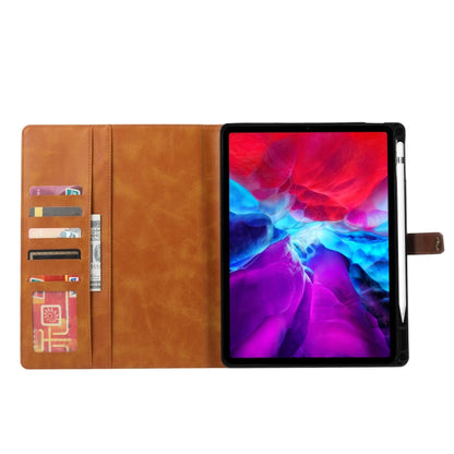 For iPad Pro 12.9 inch (2020) Calf Texture Double Fold Clasp Horizontal Flip Leather Tablet Case with Photo Frame & Holder & Card Slots & Wallet(Coffee) - iPad Pro 12.9 (2020) Cases by buy2fix | Online Shopping UK | buy2fix