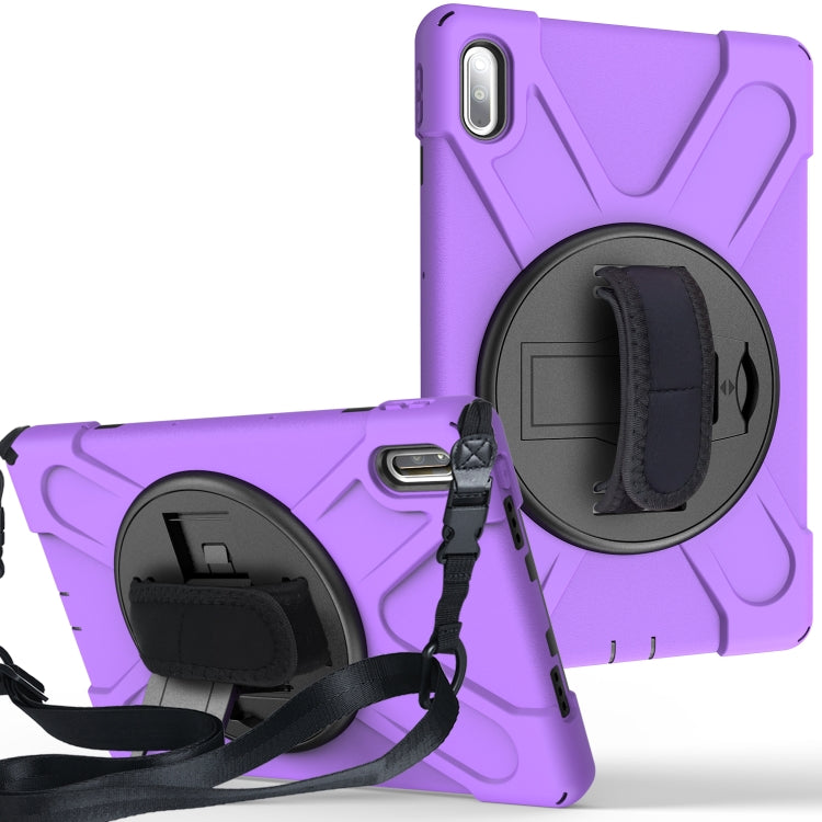 For Huawei MatePad Pro 10.8 Shockproof Colorful Silicone + PC Protective Case with Holder & Shoulder Strap & Hand Strap & Pen Slot(Purple) - Huawei by buy2fix | Online Shopping UK | buy2fix