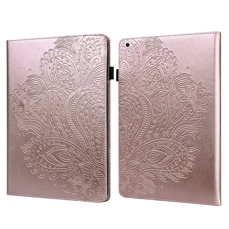 For iPad 10.2 2021 / 2020 / 2019 Peacock Embossed Pattern TPU + PU Horizontal Flip Leather Case with Holder & Card Slots & Wallet & Sleep / Wake-up Function(Rose Gold) - iPad 10.2 Cases by buy2fix | Online Shopping UK | buy2fix