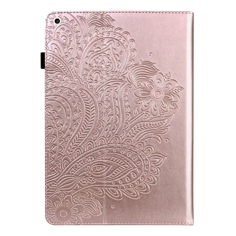 For iPad 10.2 2021 / 2020 / 2019 Peacock Embossed Pattern TPU + PU Horizontal Flip Leather Case with Holder & Card Slots & Wallet & Sleep / Wake-up Function(Rose Gold) - iPad 10.2 Cases by buy2fix | Online Shopping UK | buy2fix