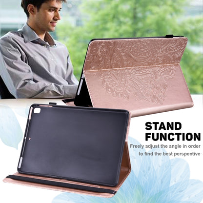 For iPad 10.2 2021 / 2020 / 2019 Peacock Embossed Pattern TPU + PU Horizontal Flip Leather Case with Holder & Card Slots & Wallet & Sleep / Wake-up Function(Rose Gold) - iPad 10.2 Cases by buy2fix | Online Shopping UK | buy2fix
