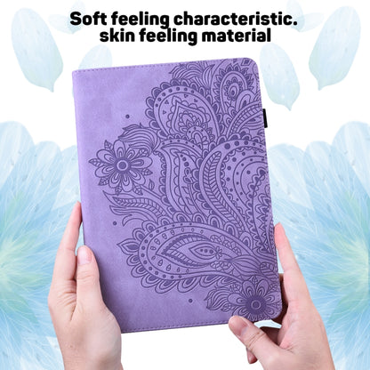 For iPad 10.2 2021 / 2020 / 2019 Peacock Embossed Pattern TPU + PU Horizontal Flip Leather Case with Holder & Card Slots & Wallet & Sleep / Wake-up Function(Purple) - iPad 10.2 Cases by buy2fix | Online Shopping UK | buy2fix