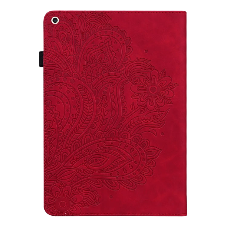 For iPad 10.2 2021 / 2020 / 2019 Peacock Embossed Pattern TPU + PU Horizontal Flip Leather Case with Holder & Card Slots & Wallet & Sleep / Wake-up Function(Red) - iPad 10.2 Cases by buy2fix | Online Shopping UK | buy2fix