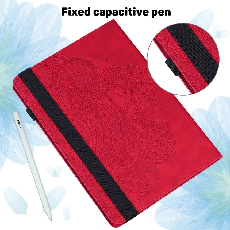 For iPad 10.2 2021 / 2020 / 2019 Peacock Embossed Pattern TPU + PU Horizontal Flip Leather Case with Holder & Card Slots & Wallet & Sleep / Wake-up Function(Red) - iPad 10.2 Cases by buy2fix | Online Shopping UK | buy2fix