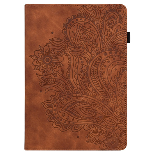 For iPad 10.2 2021 / 2020 / 2019 Peacock Embossed Pattern TPU + PU Horizontal Flip Leather Case with Holder & Card Slots & Wallet & Sleep / Wake-up Function(Brown) - iPad 10.2 Cases by buy2fix | Online Shopping UK | buy2fix