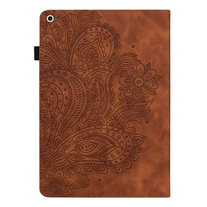 For iPad 10.2 2021 / 2020 / 2019 Peacock Embossed Pattern TPU + PU Horizontal Flip Leather Case with Holder & Card Slots & Wallet & Sleep / Wake-up Function(Brown) - iPad 10.2 Cases by buy2fix | Online Shopping UK | buy2fix