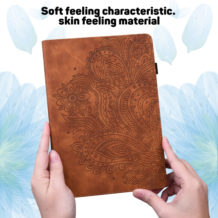 For iPad 10.2 2021 / 2020 / 2019 Peacock Embossed Pattern TPU + PU Horizontal Flip Leather Case with Holder & Card Slots & Wallet & Sleep / Wake-up Function(Brown) - iPad 10.2 Cases by buy2fix | Online Shopping UK | buy2fix
