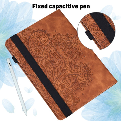 For iPad 10.2 2021 / 2020 / 2019 Peacock Embossed Pattern TPU + PU Horizontal Flip Leather Case with Holder & Card Slots & Wallet & Sleep / Wake-up Function(Brown) - iPad 10.2 Cases by buy2fix | Online Shopping UK | buy2fix