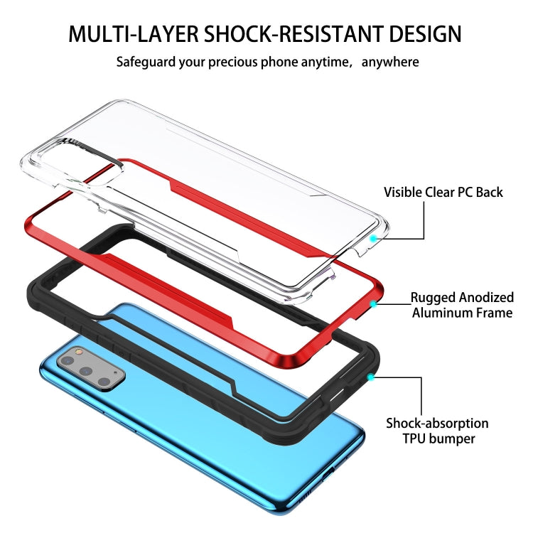 For Samsung Galaxy S20 iPAKY Thunder Series Aluminum Frame + TPU Bumper + Clear PC Shockproof Case(Black + Red) - Galaxy Phone Cases by iPAKY | Online Shopping UK | buy2fix