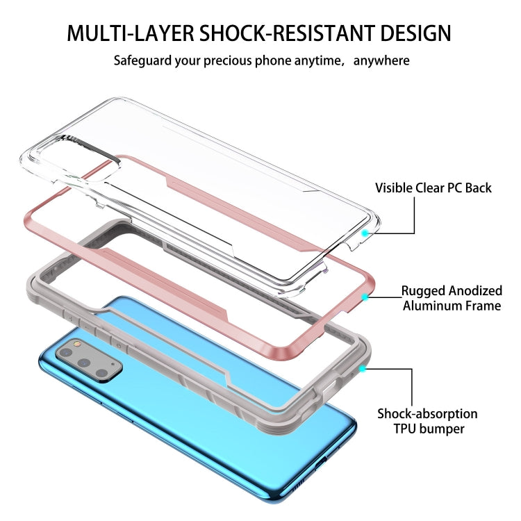 For Samsung Galaxy S20 Ultra iPAKY Thunder Series Aluminum Frame + TPU Bumper + Clear PC Shockproof Case(Rose Gold) - Galaxy Phone Cases by iPAKY | Online Shopping UK | buy2fix