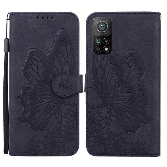 For Xiaomi Mi 10T Pro 5G Retro Skin Feel Butterflies Embossing Horizontal Flip Leather Case with Holder & Card Slots & Wallet(Black)