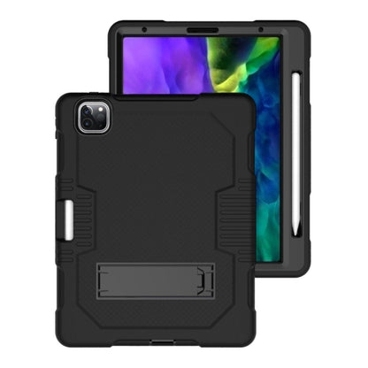 For iPad Pro 12.9 inch (2018/2020) Contrast Color Robot Shockproof Silicone + PC Protective Tablet Case with Holder(Black) - iPad Pro 12.9 (2020) Cases by buy2fix | Online Shopping UK | buy2fix