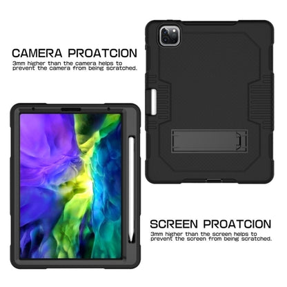 For iPad Pro 12.9 inch (2018/2020) Contrast Color Robot Shockproof Silicone + PC Protective Tablet Case with Holder(Black) - iPad Pro 12.9 (2020) Cases by buy2fix | Online Shopping UK | buy2fix
