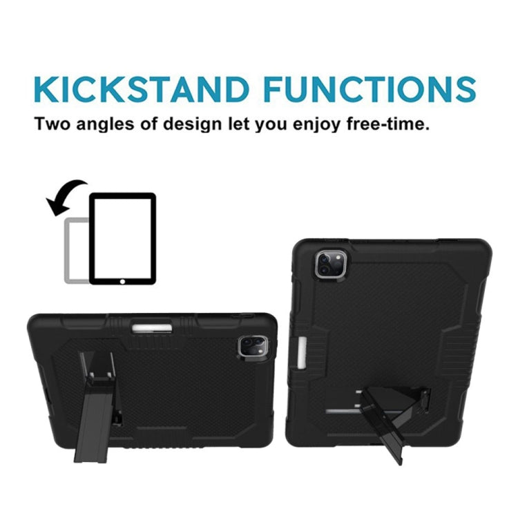 For iPad Pro 12.9 inch (2018/2020) Contrast Color Robot Shockproof Silicone + PC Protective Tablet Case with Holder(Black) - iPad Pro 12.9 (2020) Cases by buy2fix | Online Shopping UK | buy2fix