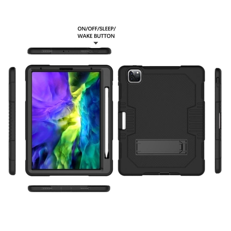 For iPad Pro 12.9 inch (2018/2020) Contrast Color Robot Shockproof Silicone + PC Protective Tablet Case with Holder(Black) - iPad Pro 12.9 (2020) Cases by buy2fix | Online Shopping UK | buy2fix