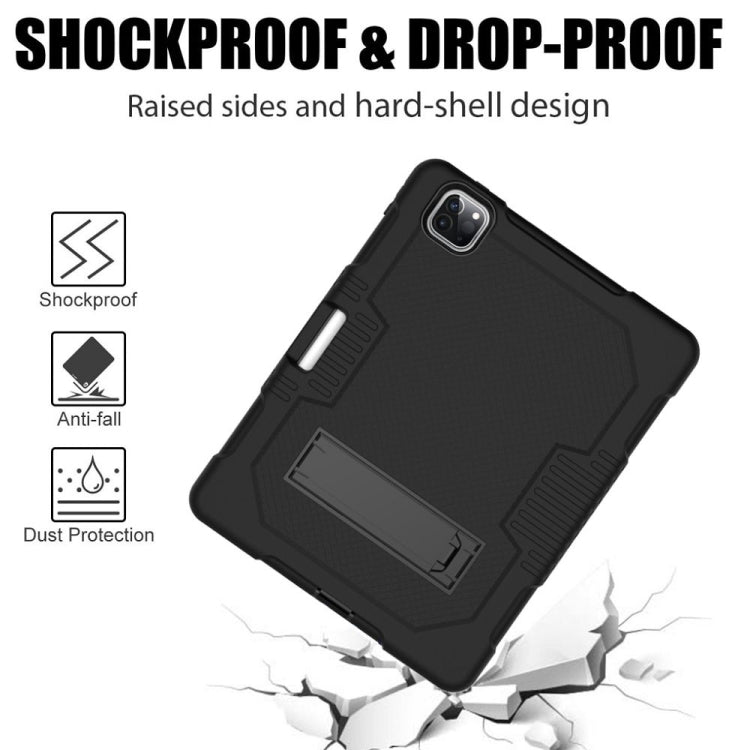 For iPad Pro 12.9 inch (2018/2020) Contrast Color Robot Shockproof Silicone + PC Protective Tablet Case with Holder(Black) - iPad Pro 12.9 (2020) Cases by buy2fix | Online Shopping UK | buy2fix